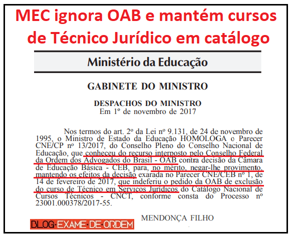 MEC ignora OAB e mantm cursos de Tcnico Jurdico