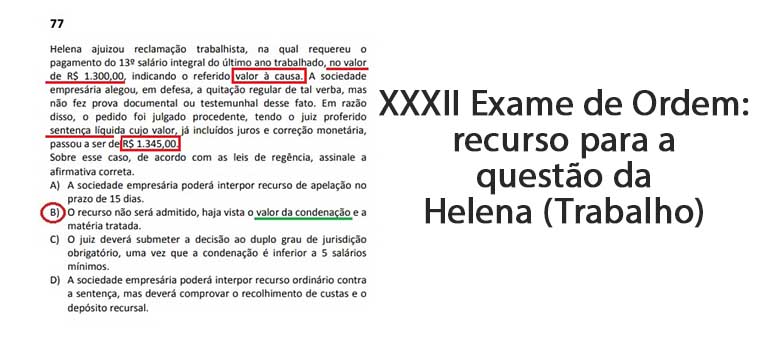 XXXII Exame de Ordem: recurso para a questo da Helena (Trabalho)