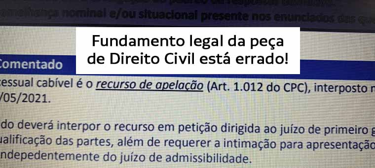 Fundamento legal da pea de Direito Civil est errado!