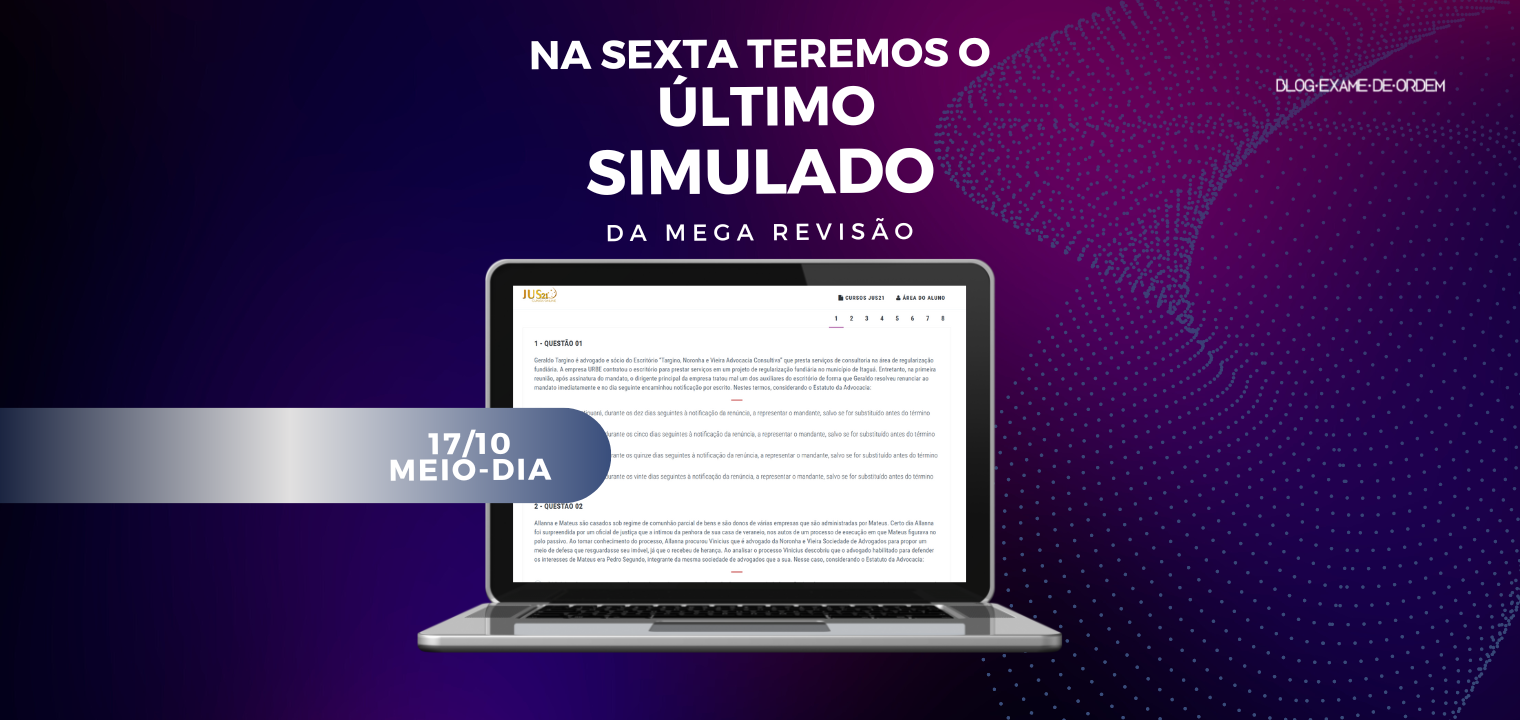 Na sexta teremos o ltimo simulado da Mega Reviso