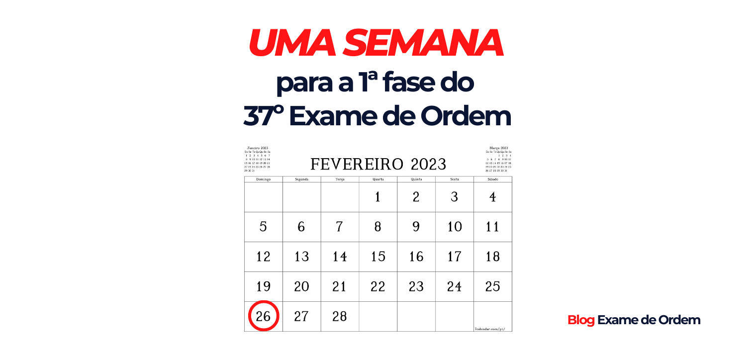 Apenas uma semana para o 37 Exame de Ordem!