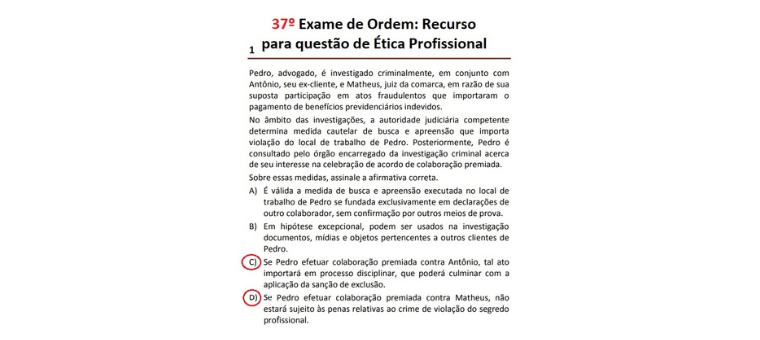 37 Exame de Ordem: Recurso para questo de tica Profissional