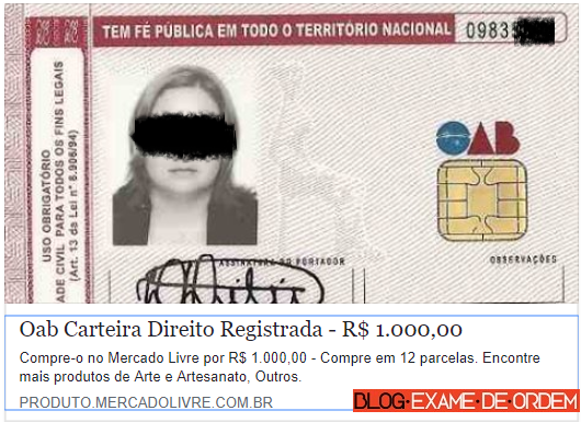 Estelionatário tenta vender carteira da OAB no Mercado Livre Estelionatário tenta vender carteira da OAB no Mercado Livre