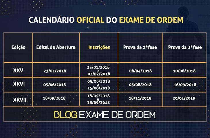 Calendário OAB 2018: Datas do Exame de Ordem atualizadas Calendário OAB 2018: Datas do Exame de Ordem atualizadas