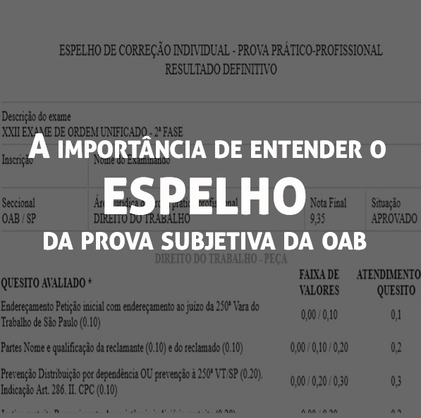 A importância de entender o espelho da prova subjetiva A importância de entender o espelho da prova subjetiva