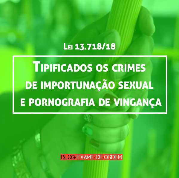 Tipificados os crimes de importunação sexual e pornografia de vingança Tipificados os crimes de importunação sexual e pornografia de vingança