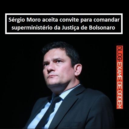 Sérgio Moro aceita convite para comandar superministério da Justiça de Bolsonaro Sérgio Moro aceita convite para comandar superministério da Justiça de Bolsonaro