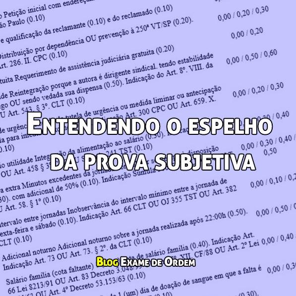 Entendendo o espelho da prova subjetiva Entendendo o espelho da prova subjetiva