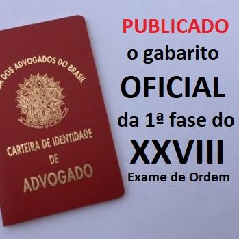 Gabarito Oficial do XXVIII Exame de Ordem