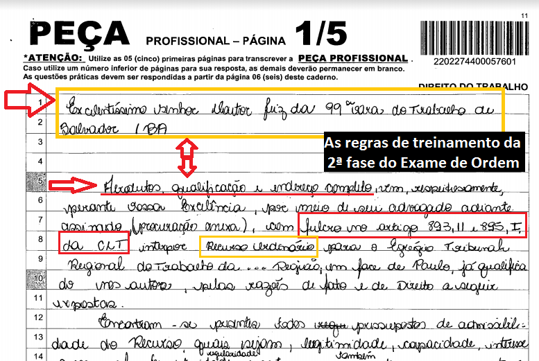 As regras de treinamento da 2 fase do Exame de Ordem