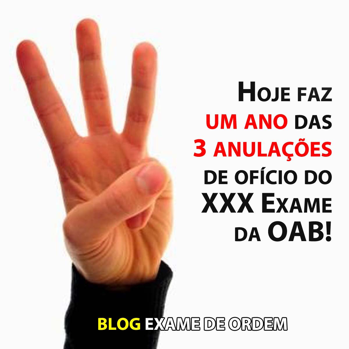 Hoje faz um ano das 3 anulaes de ofcio do XXX Exame da OAB!