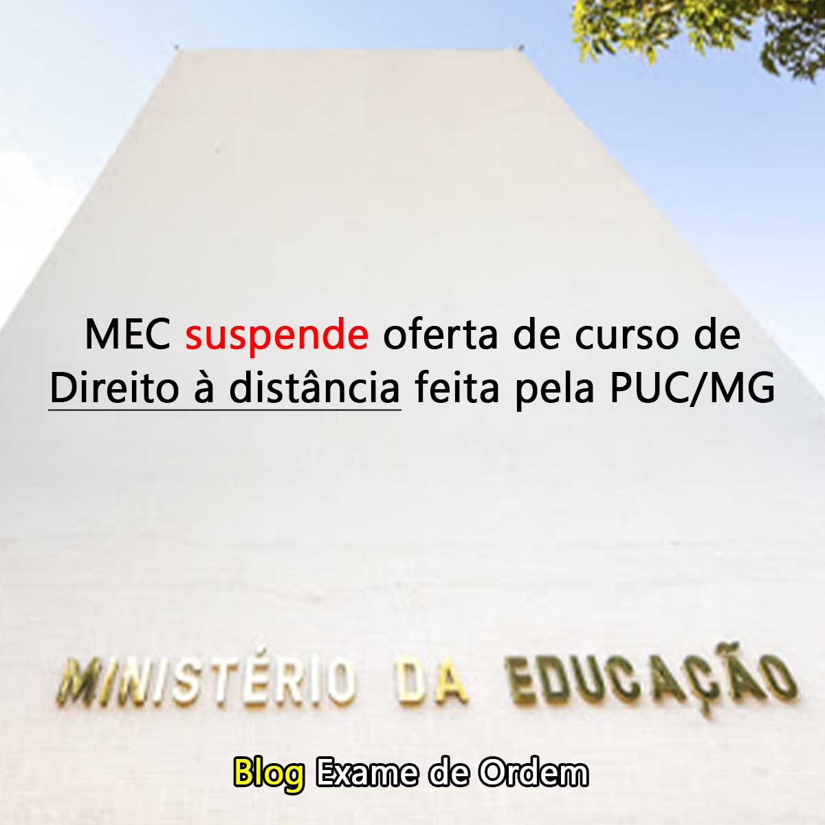 MEC suspende oferta de curso de Direito  distncia feita pela PUC/MG