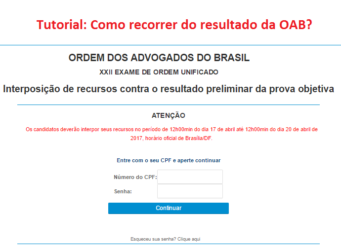 Tutorial: Como recorrer do resultado da OAB?