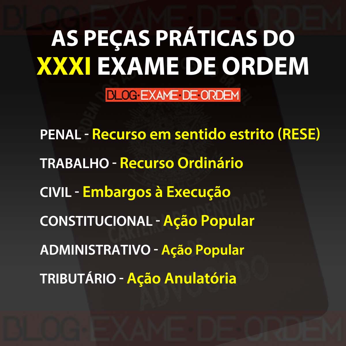 As peas prticas do XXXI Exame de Ordem