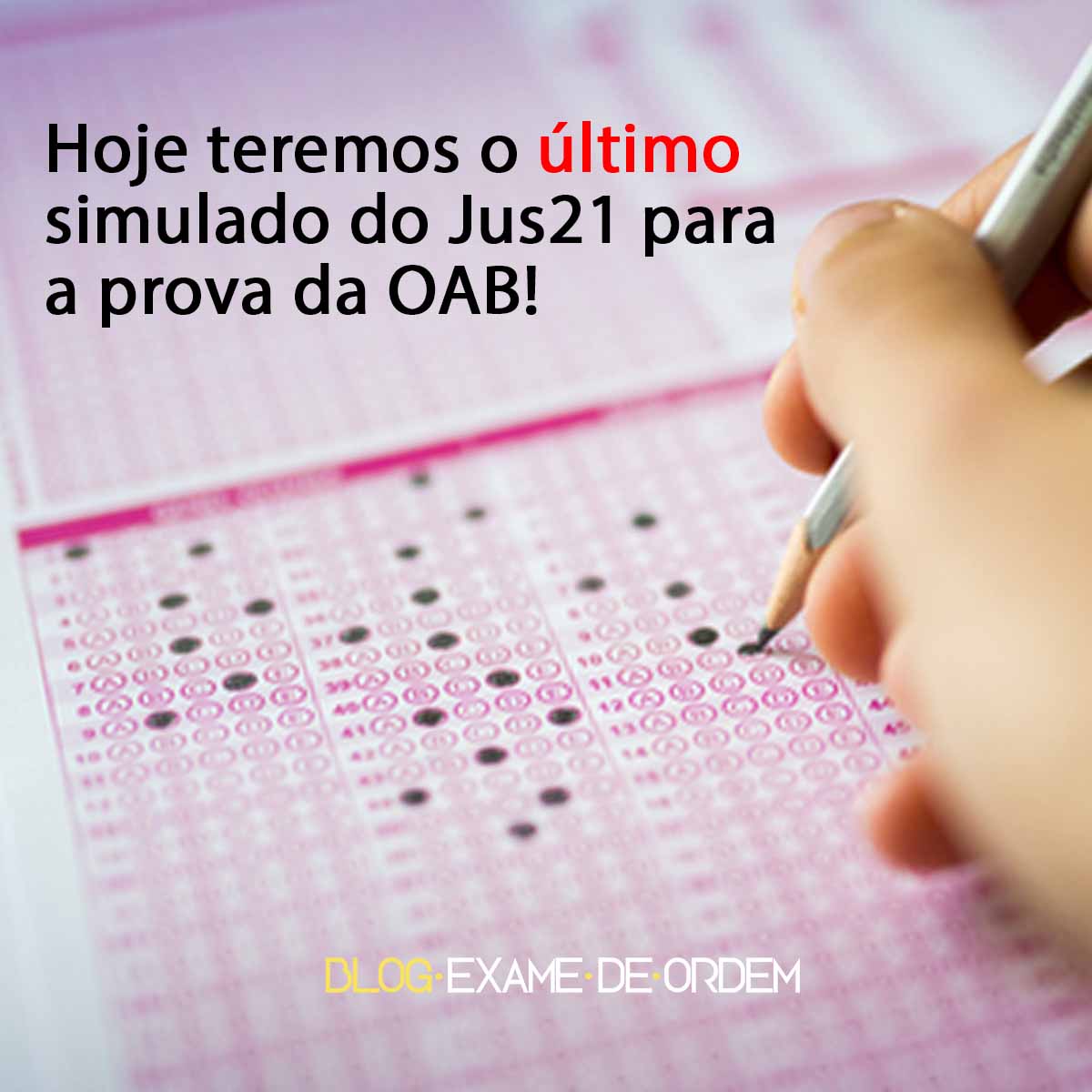 Hoje teremos o último simulado do Jus21 para a prova da OAB! Hoje teremos o último simulado do Jus21 para a prova da OAB!