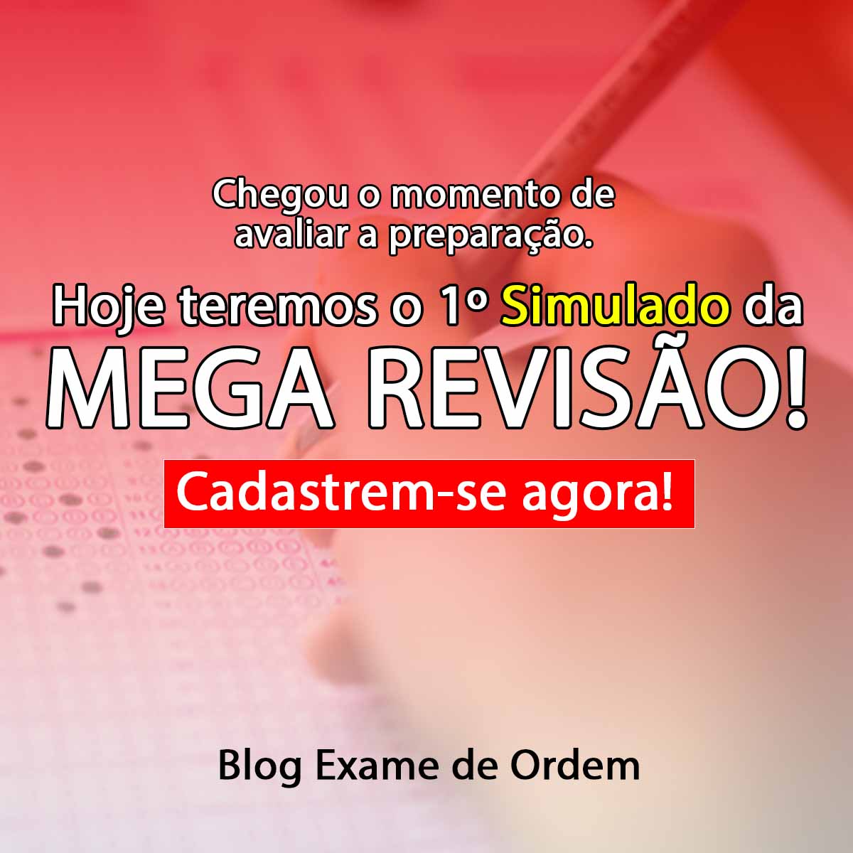 Hoje teremos o 1 Simulado da MEGA Reviso! Cadastre-se agora!