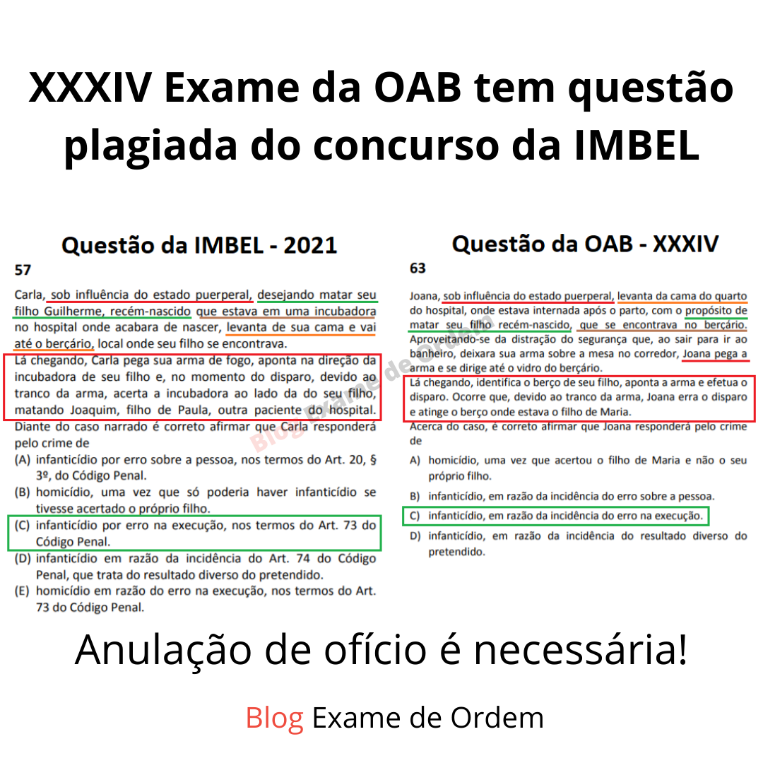 XXXIV Exame da OAB tem questo plagiada do concurso da IMBEL