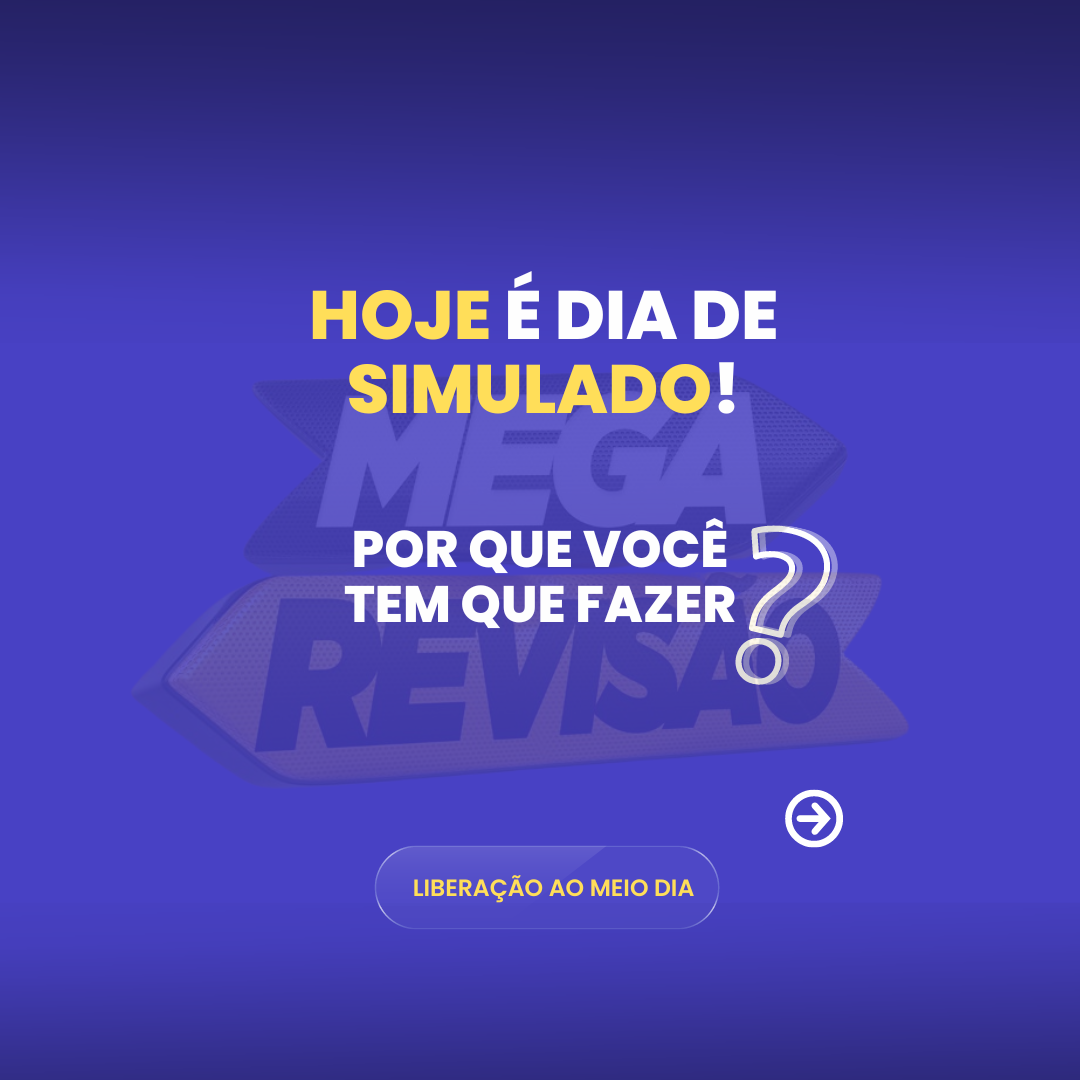 Hoje teremos o 1 Simulado da MEGA Reviso! Cadastre-se agora!