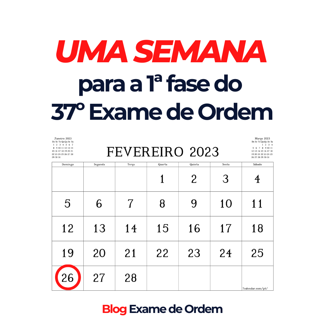 Apenas uma semana para o 37 Exame de Ordem!