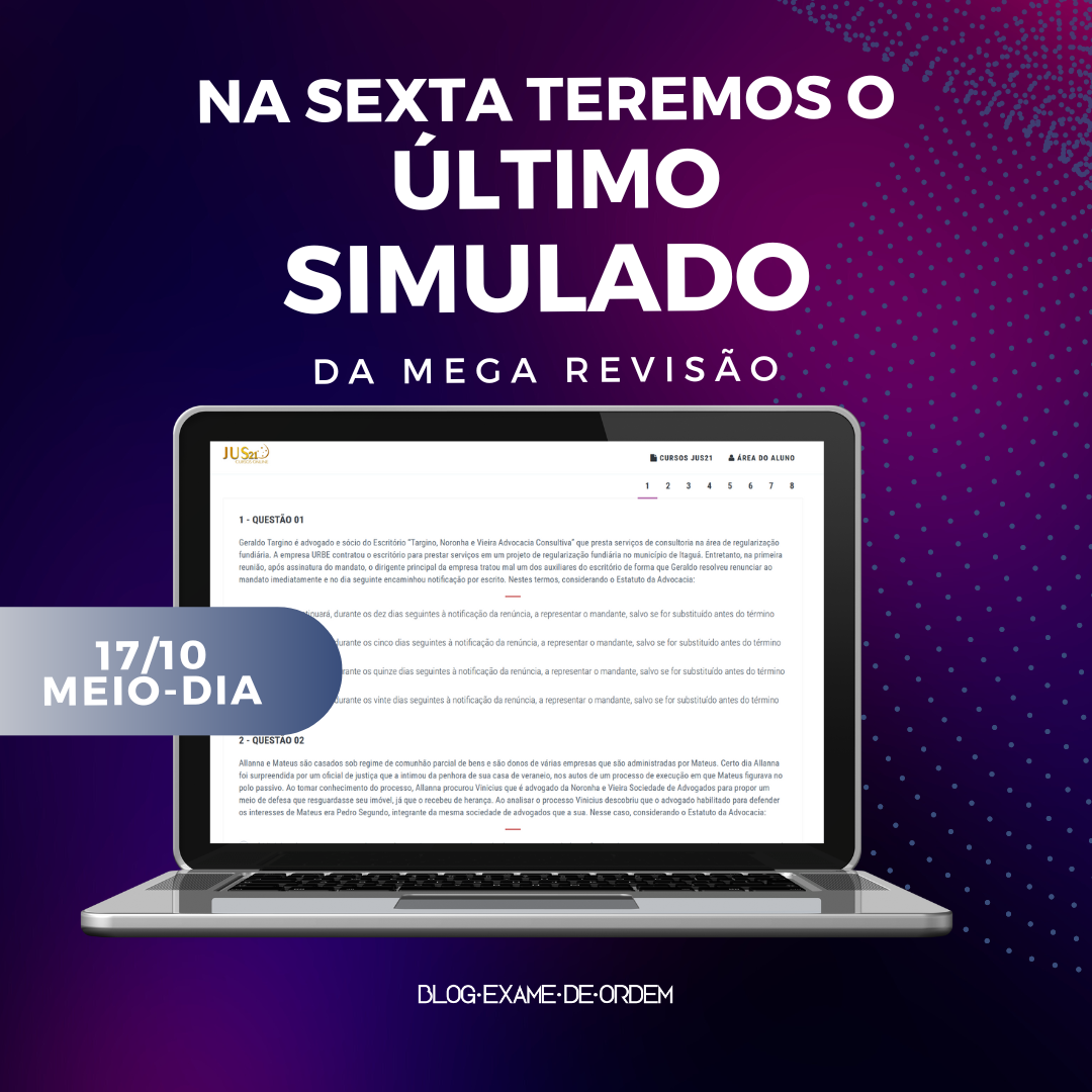 Na sexta teremos o ltimo simulado da Mega Reviso