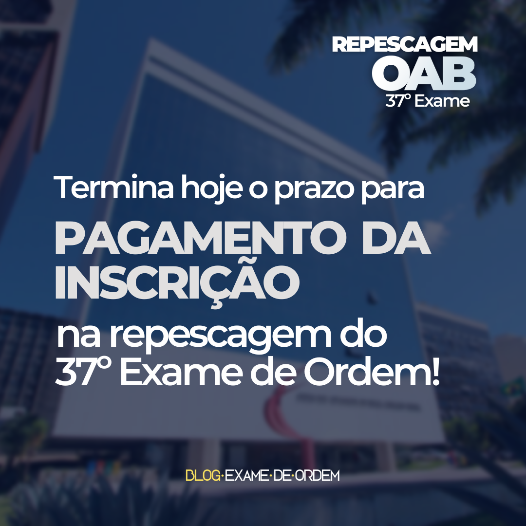 ltimo dia para o pagamento da inscrio na repescagem!