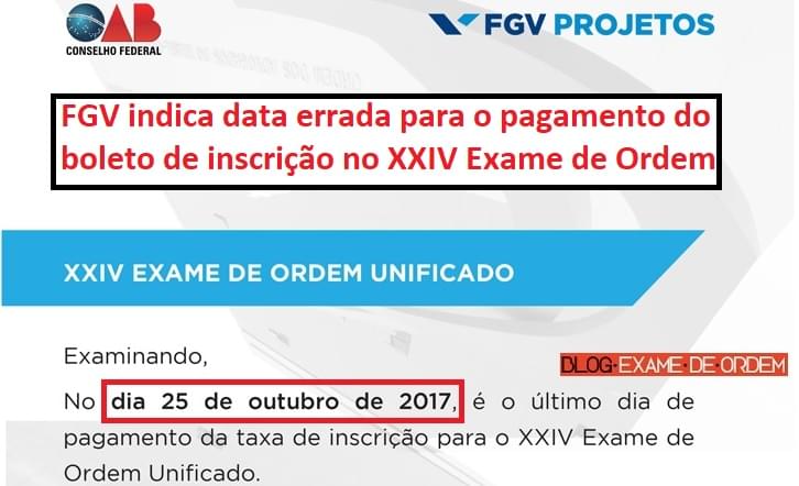 FGV indica data errada para o pagamento do boleto