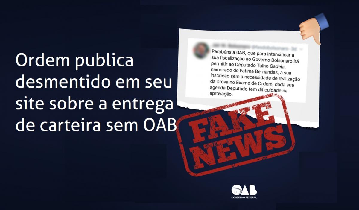 Ordem publica desmentido em seu site sobre a entrega de carteira sem OAB