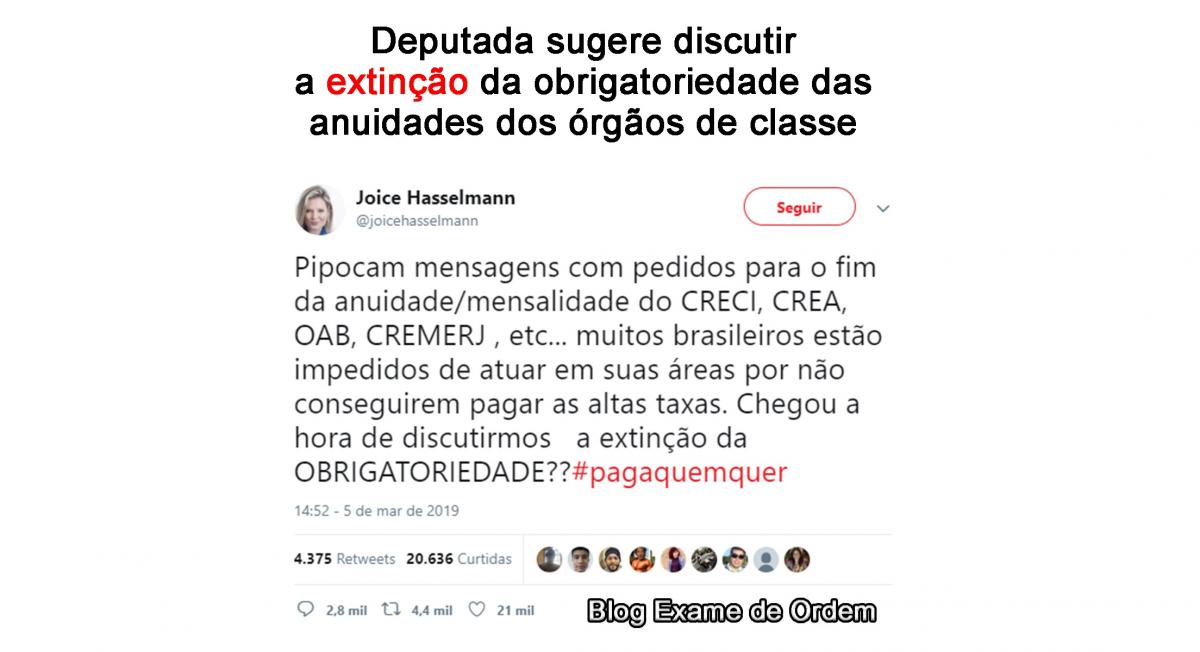 Deputada sugere discutir a extino das anuidades dos rgos de classe