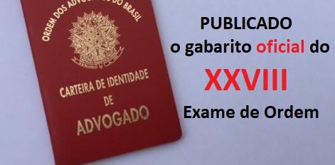 Gabarito Oficial do XXVIII Exame de Ordem