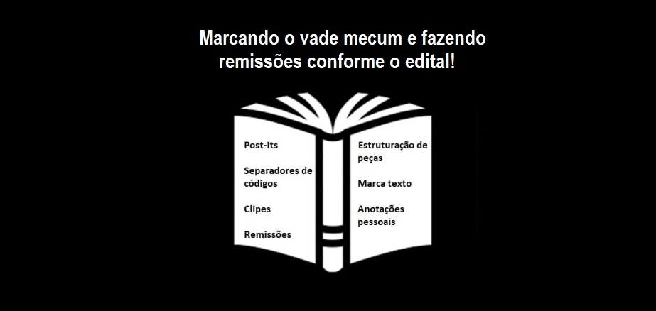 Marcando o vade mecum e fazendo remisses conforme o edital!