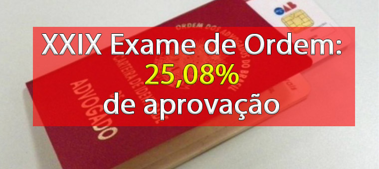 XXIX Exame de Ordem: 25,08% de aprovao