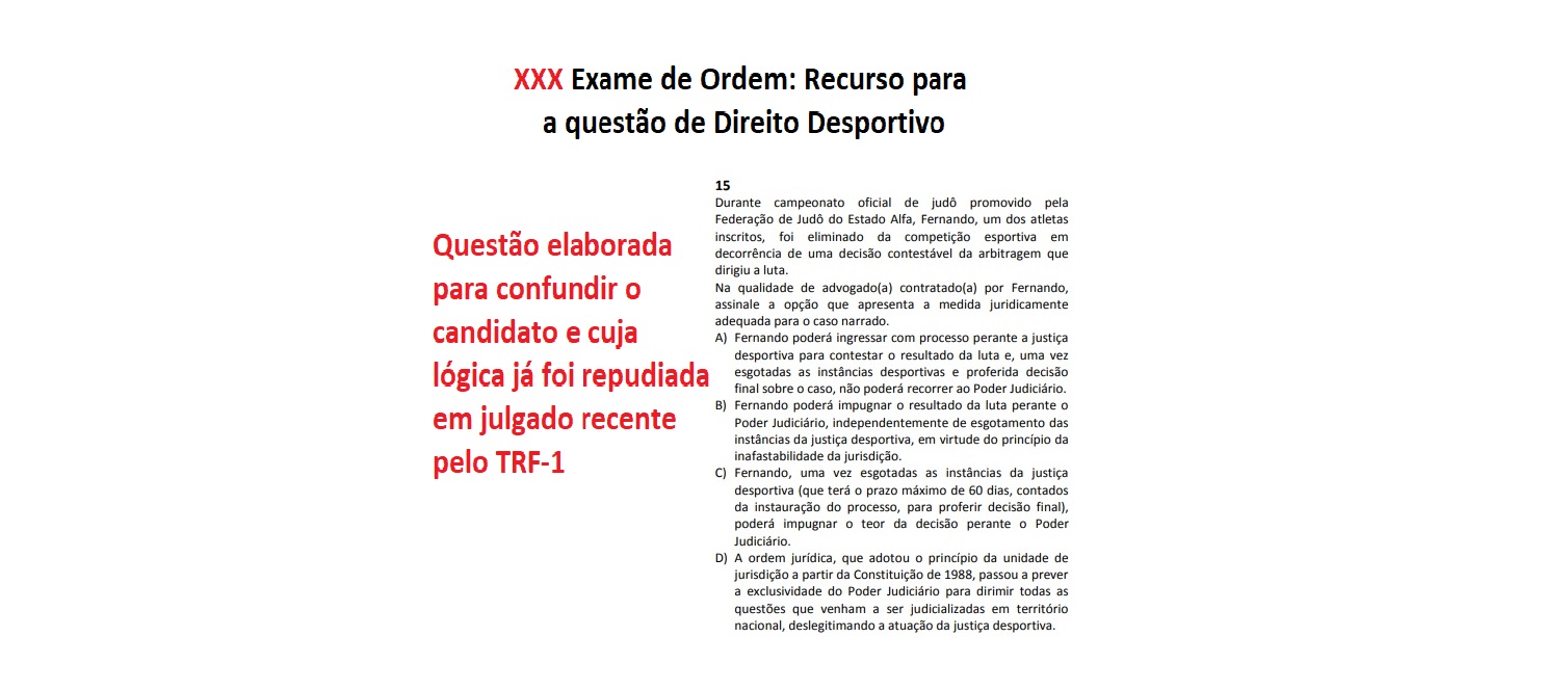 XXX Exame de Ordem: Recurso para a questo de Direito Desportivo