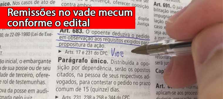 Remisses no vade mecum conforme o edital